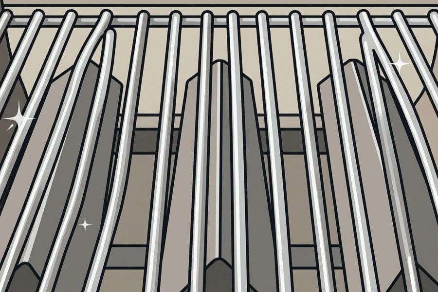 Grillrost nach der Reinigung mit GrillWizz Lumin Crypt – blank und hygienisch sauber
